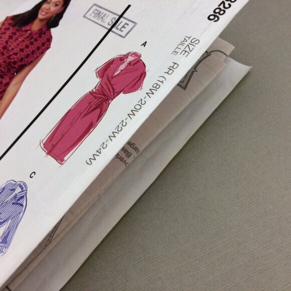 Mccalls 8286  Tie Front Shirtdress Dress Pattern Uncut Sz 18W-24W - Picture 4 of 11